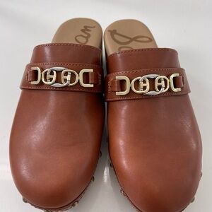 Sam Edelman Brown Mules with Gold Accent